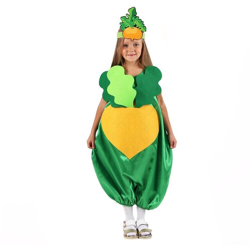 Карнавальный костюм"Репка" комбинезон, маска, термонаклейка, рост 98-116 9280504 (зеленый/желтый/мультицвет/желтый-зеленый)