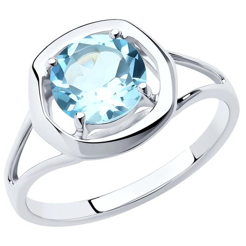 Кольцо Diamant, серебро, 925 проба, топаз, голубой - изображение №1