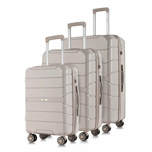 Комплект чемоданов L'case Singapore, 3 шт., 124 л, серый - изображение №1