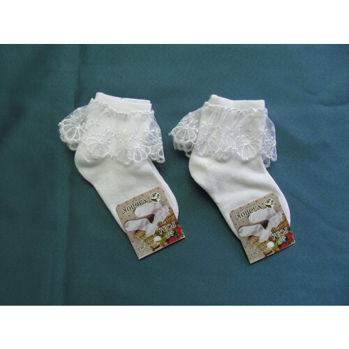 Носки РОЗА Комплект нарядных носочков для девочки с рюшами, 2 пары, 2 пары, белый