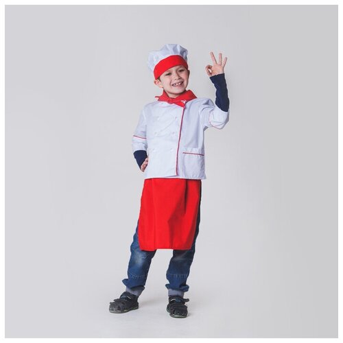 Детский карнавальный костюм "Повар", колпак, куртка, фартук, косынка, 4-6 лет, рост 110-122 см./В упаковке шт: 1 (разноцветный/мультицвет)