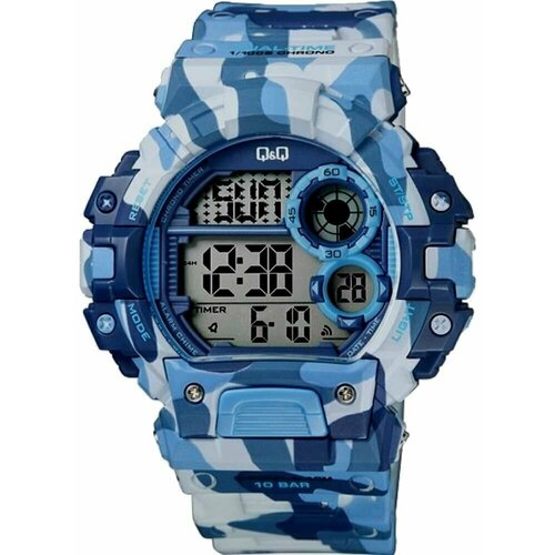 Наручные часы Q&Q Часы наручные мужские Q&Q M144-007 Гарантия 1 год, синий, хаки (синий/голубой/хаки)