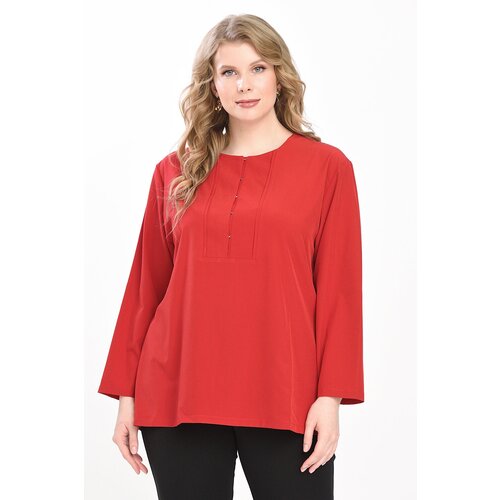 Блуза  SVESTA, повседневный стиль, прямой силуэт, длинный рукав, красный - изображение №1