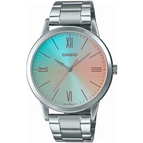 Наручные часы CASIO Collection Наручные часы CASIO MTP-E600D-2B, серебряный, голубой (голубой/серебристый/стальной)