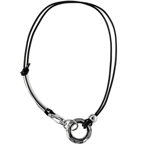Изобретательная подвеска с кольцом KALINKA (серый/черный/серебристый/белый/бесцветный) - изображение №1