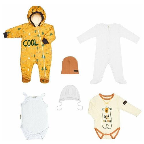 Комплект одежды  lucky child, белый, желтый (коричневый/желтый/белый/цветной)