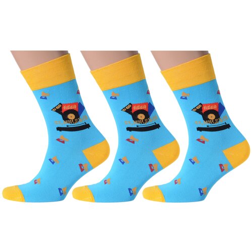 Носки MoscowSocksClub, 3 пары, голубой