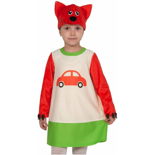 Карнавальный костюм "Лисичка лайт - мимимишки" для девочки ростом 104 см: в комплект входит: платье и головной убор; простой и удобный вариант наряда (бежевый/оранжевый)