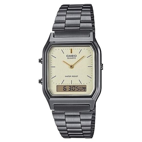 Наручные часы CASIO Vintage AQ-230GG-9A, серый, бежевый (серый/черный/бежевый/зеленый/серебристый/золотистый)