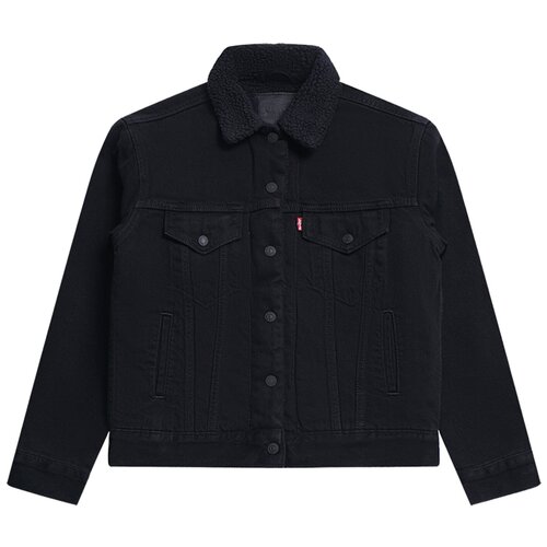 Джинсовая куртка  Levi's демисезонная, средней длины, силуэт прямой, карманы, черный - изображение №1