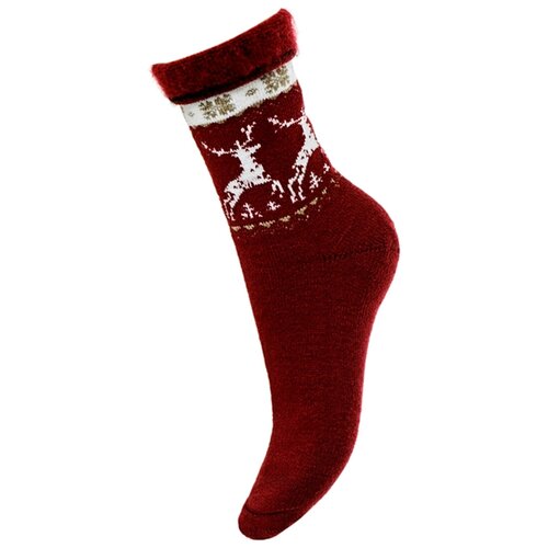 Женские носки Ростекс высокие, на Новый год, утепленные, красный, бордовый (красный/бордовый)