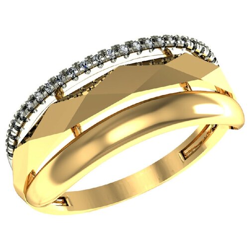 Кольцо SANIS, желтое золото, 585 проба, фианит, желтый, золотой (желтый/золотистый) - изображение №1