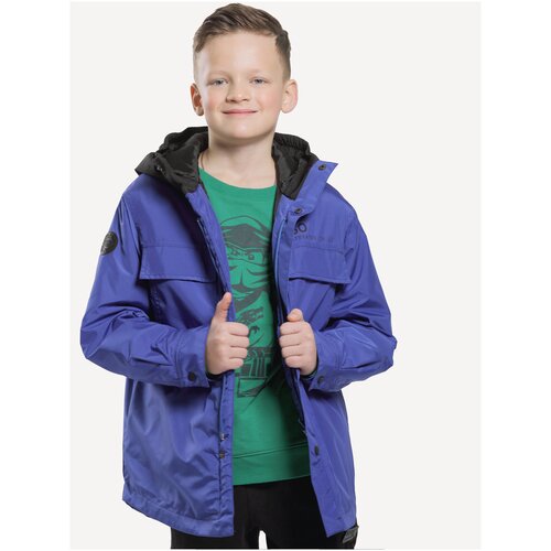 Джинсовая куртка Orso Bianco, демисезон/зима, капюшон, серый (серый/синий)