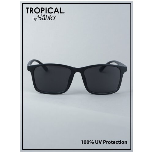 Солнцезащитные очки Tropical, прямоугольные, оправа: пластик, с защитой от УФ, для мужчин, черный