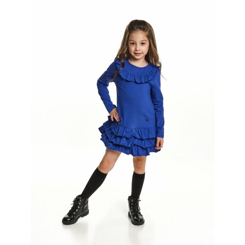 Платье Mini Maxi, хлопок, трикотаж, однотонное, голубой