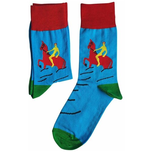 Мужские носки St. Friday, 1 пара, классические, фантазийные, на Новый год, синий, красный (синий/красный) - изображение №1