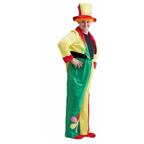 Карнавальный костюм "Клоун", шляпа с волосами, комбинезон, пиджак, р-р 50-54 (мультицвет/мультиколор)