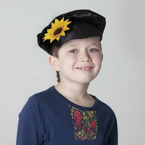 Картуз для мальчика, габардин, обхват головы 54-57 см, цвет чёрный (черный) - изображение №1