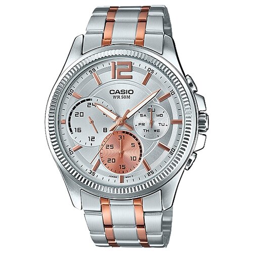 Наручные часы CASIO Collection MTP-E305RG-7A, серебряный (розовый/серебристый)