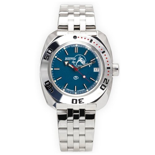 Наручные часы Восток Амфибия Обычный товар Восток 2416 (710059) браслет, мультиколор, бирюзовый (синий/серебристый/бирюзовый/бесцветный/мультицвет) - изображение №1