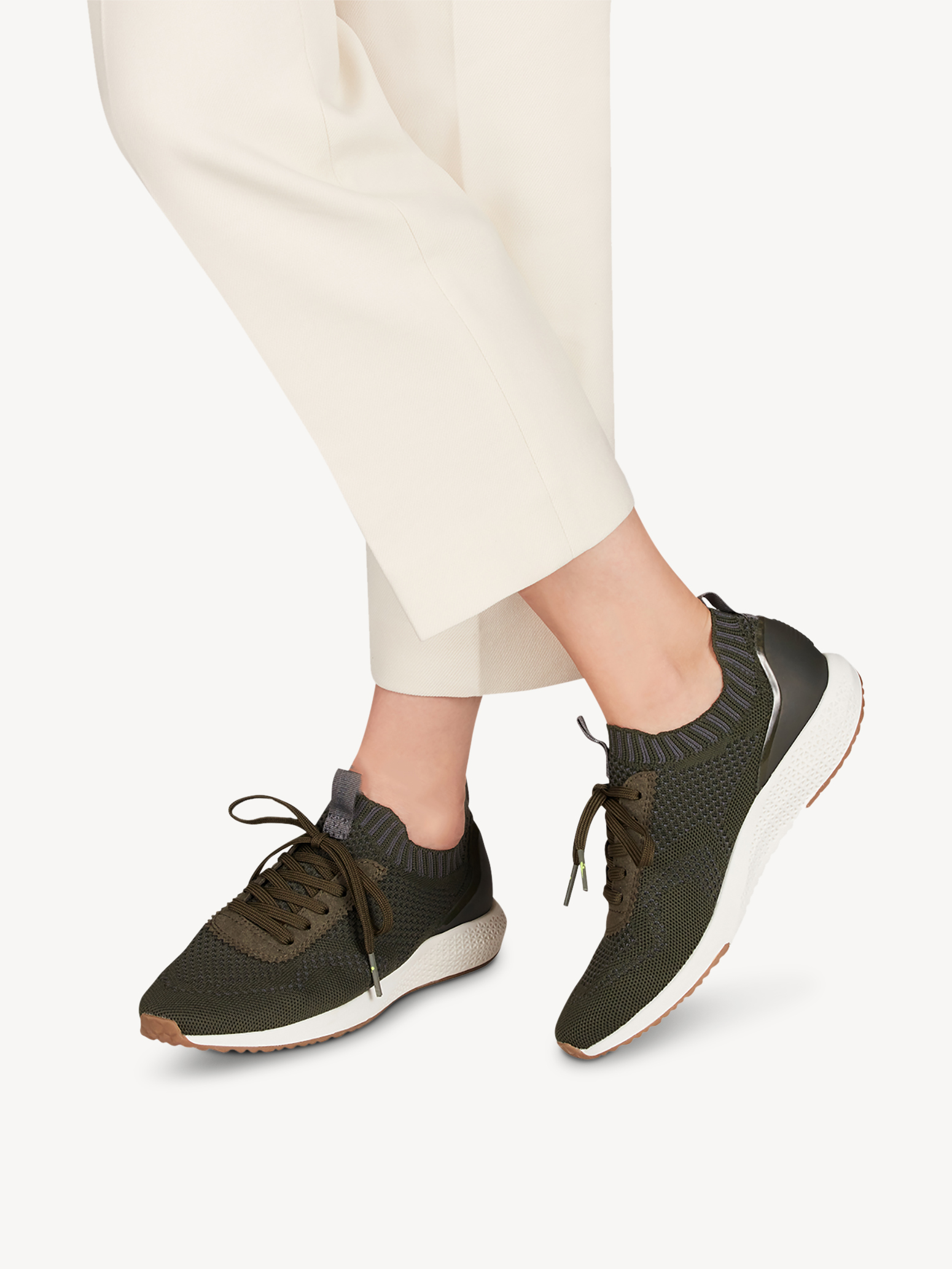 Ботинки на шнурках женские 5 AW20 (оливковый) - изображение №1