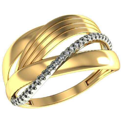 Кольцо SANIS, желтое золото, 585 проба, фианит, желтый, золотой (желтый/золотистый)