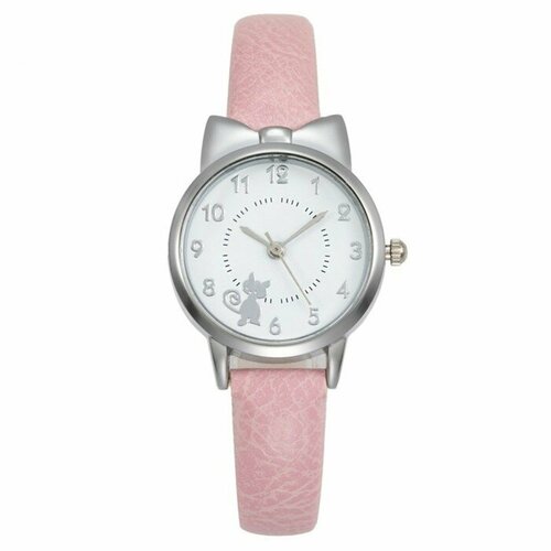 Наручные часы Часы наручные женские "Котик", d-2.8 см, розовый ремешок, мультиколор (мультицвет)