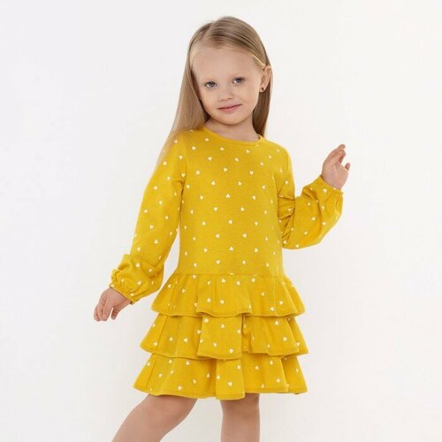 Платье для девочки, цвет горчичный, рост 134 см (желтый) - изображение №1
