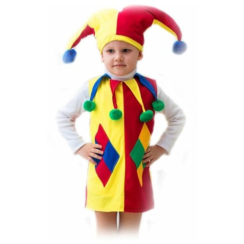 Карнавальный костюм «Арлекин», шапка, безрукавка, 5-7 лет, рост 122-134 см (красный)