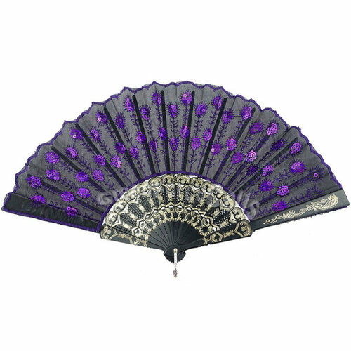 Веер "Цыганка", цвет фиолетовый, 23 см аксессуар для танцев, для фотосессии, спектаклей