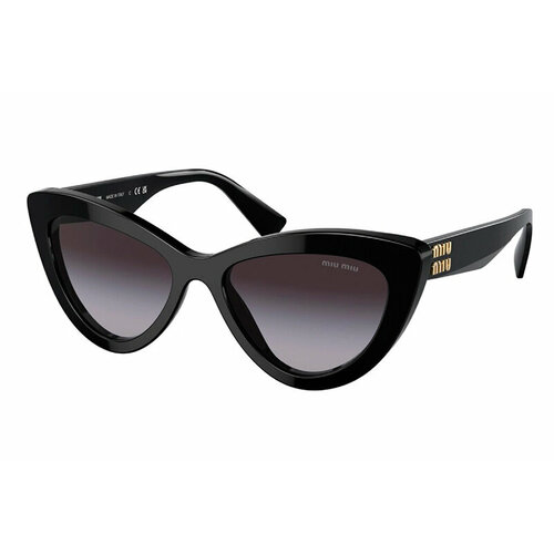Солнцезащитные очки Miu Miu, кошачий глаз, оправа: пластик, градиентные, с защитой от УФ, для женщин, черный (серый/черный)