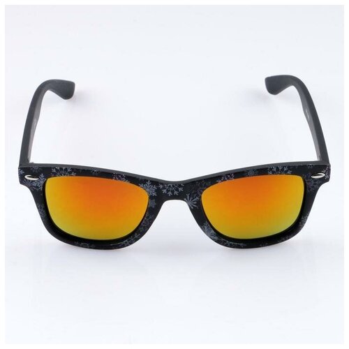 Солнцезащитные очки Мастер К., вайфареры, оправа: пластик, со 100% защитой от УФ-лучей, черный (черный/оранжевый)