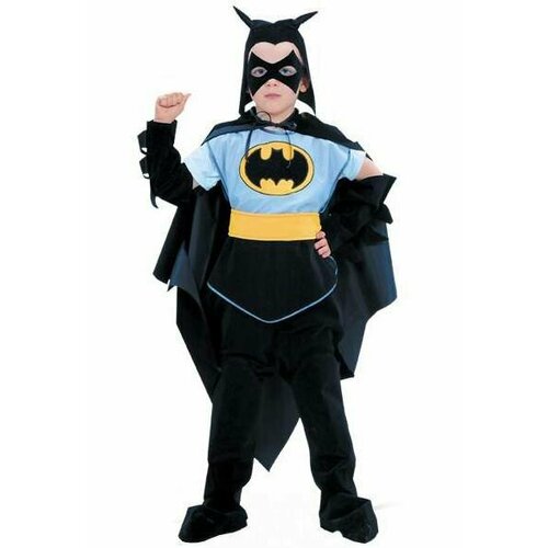 Детский карнавальный костюм, Бэтмен Черный плащ рост 122 см (черный/голубой)