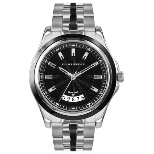 Наручные часы Philip Laurence Basic PGGCS01-33B, серебряный, черный (черный/серебристый/стальной)