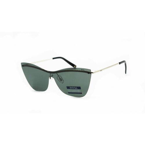 Солнцезащитные очки Invu, бабочка, оправа: металл, поляризационные, с защитой от УФ, для женщин, зеленый (зеленый/золотистый)