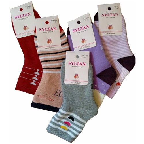 Носки Syltan, 5 пар, розовый, фиолетовый (серый/красный/розовый/бордовый/фиолетовый/мультицвет)