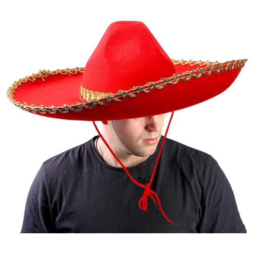 Шляпа "Мексиканка", красная (красный/золотистый)
