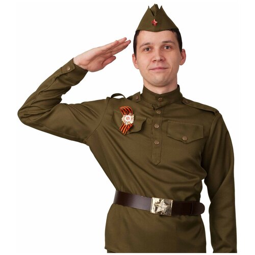 Карнавальный костюм Батик Солдат (гимнастерка, ремень, пилотка) (зеленый/хаки)