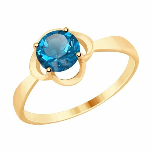 Кольцо помолвочное Яхонт 169425 красное золото, 585 проба, топаз, голубой, золотой (голубой/золотистый)
