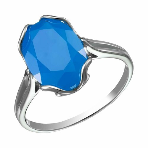 Перстень, серебро, 925 проба, родирование, серебряный, голубой (голубой/серебристый)