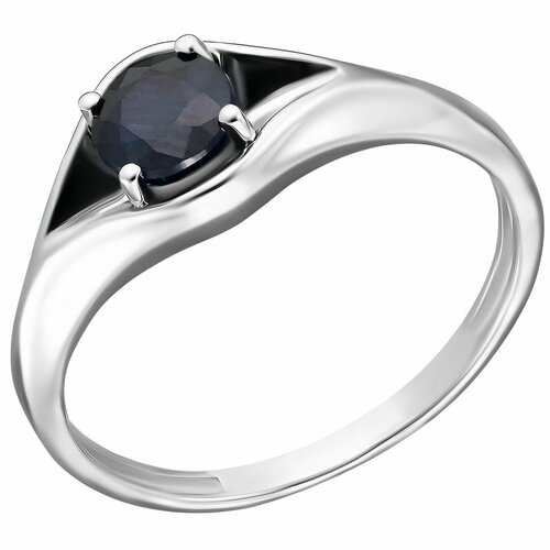 Перстень, серебро, 925 проба, родирование, серебряный, синий (синий/серебристый)