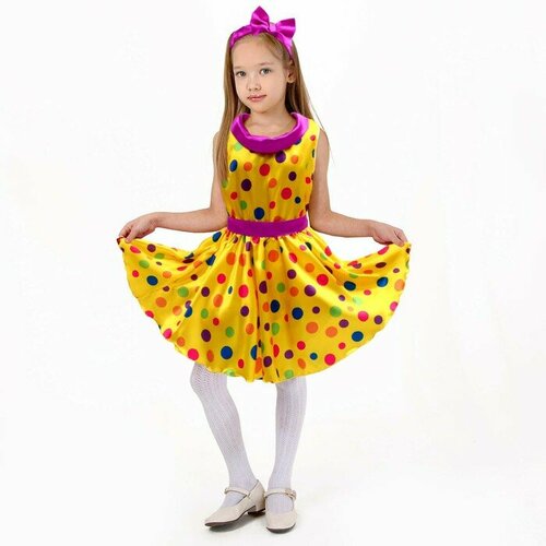 Костюм карнавальный "Стиляги 8", платье, повязка, р. 30, рост 110-116 см, для девочки (желтый)
