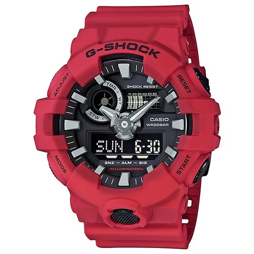 Наручные часы CASIO GA-700-4A, красный, черный (черный/красный)