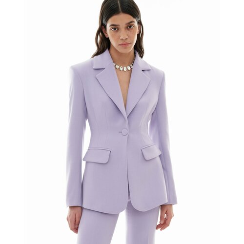 Пиджак Sorelle, средней длины, силуэт прилегающий, фиолетовый