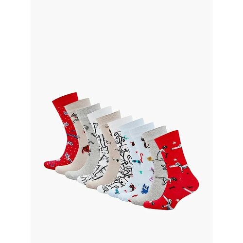 Носки Big Bang Socks, красный, белый, серый, черный (серый/черный/красный/белый)