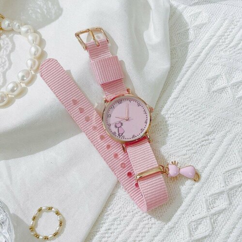 Наручные часы Часы наручные женские "Котенок", розовые, мультиколор (мультицвет)