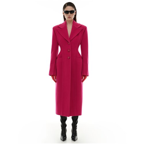 Пальто  Sorelle демисезонное, шерсть, силуэт прилегающий, средней длины, розовый, фуксия - изображение №1
