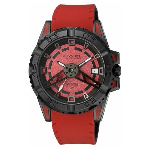 Наручные часы Q&Q Часы наручные мужские Q&Q DA52-512 Гарантия 1 год, черный, красный (черный/красный) - изображение №1
