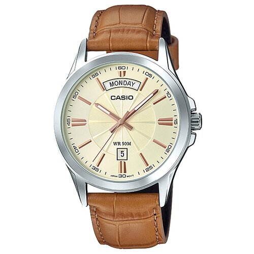 Наручные часы CASIO Collection MTP-1381L-9A, бежевый, коричневый (коричневый/бежевый/серебристый/золотистый/кремовый)