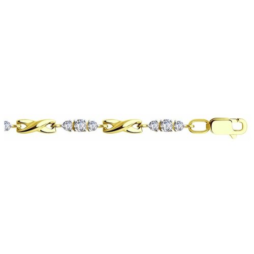 Браслет Diamant, желтое золото, 585 проба, фианит, длина 18 см
